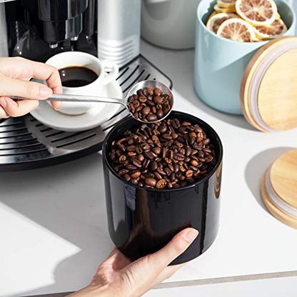 Sweejar Kitchen Canisters Ceramic Food Storage Jar, Stackable Containers with Airtight Seal Wooden Lid for Serving Coffee Bean, Flour, Tea, Cookies and More - 58 Fl Oz(Black) - color: Black, style: 58 Fl Oz (5.2"x7.8")