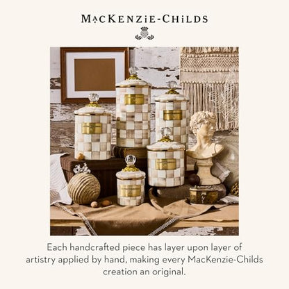 MACKENZIE-CHILDS Enamel Canister, Versatile Kitchen Storage Container for Flour and Sugar, Demi, 24-Ounce Capacity, Brown-and-White Mocha Check - color: Mocha Check