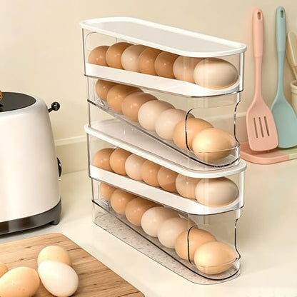 WACOI Auto Rolling Fridge Egg Organizer, Space Saving Eggs Dispenser for Refrigerator Storager, Home Egg Holder, 1 pack - size: 1 Pack