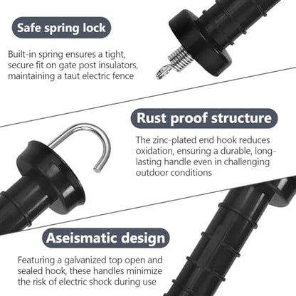 10 PCS Gate Handle Electric Fence Handles for Electric Fence, Insulated Spring Tension, Replacement Accessories for Fencing, for Pasture