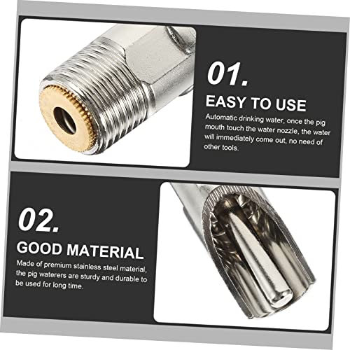Happyyami 5pcs Guinea Pig Water Dispenser Pig Water Nipple Piglets Waterer Stainless Steel for Efficient Livestock Feeding