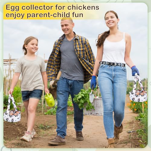 Egg Collecting Basket, Canvas Egg Basket for Gathering with 7 Pouches for Chicken, Duck, Goose, Bird, Various Poultry Collection (Red-crested) - style: Red-crested chicken