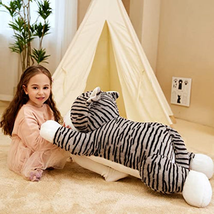 IKASA Giant Striped Cat Stuffed Animal Plush Toy,Large Kitten Big Jumbo Soft Toys,30" Huge Size Cute Plushy Fluffy Fat Plushie,Gifts for Kid - style: Cat