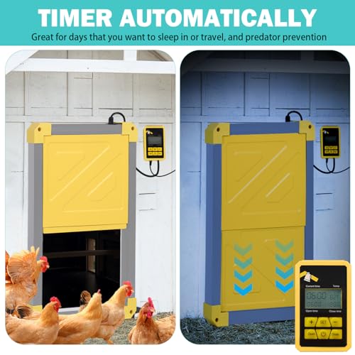 Suumerpety Solar-Powered Automatic Chicken Coop Door - Weatherproof & Predator-Resistant Auto Opener for Chicken Houses/Duck Runs, Dual Power Modes, Safety Sensor, Easy Installation (Grey)