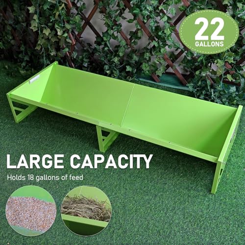 Goat Feeder, 22 Gal Metal Horse Trough Livestock Feeding Trough 55 inch Heavy-Duty Large Capacity Cattle Trough Galvanized Steel Livestock Feeder for Farms Alpacas Goats, Calves, Sheep, Deer