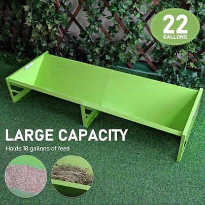 Goat Feeder, 22 Gal Metal Horse Trough Livestock Feeding Trough 55 inch Heavy-Duty Large Capacity Cattle Trough Galvanized Steel Livestock Feeder for Farms Alpacas Goats, Calves, Sheep, Deer