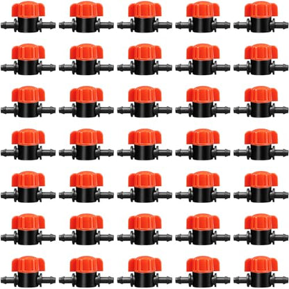 1/4 Inch Drip Irrigation Valves, 35 Pcs Drip Irrigation Shut Off Switch Valves for 1/4" Drip Irrigation Tubing, Water Flow Control Valve Drip Line Cut Off Valve for Drip Sprinkler Garden System - size: 4/7mm Valves-35P