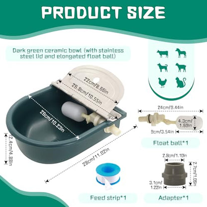 Automatic 1.2 Gallon Water Trough Cow Cattle Horse Water Bowls with Float ValveLivestock Tool Bowl for Cat Goat Sheep Dog Animal Drinking Equipment