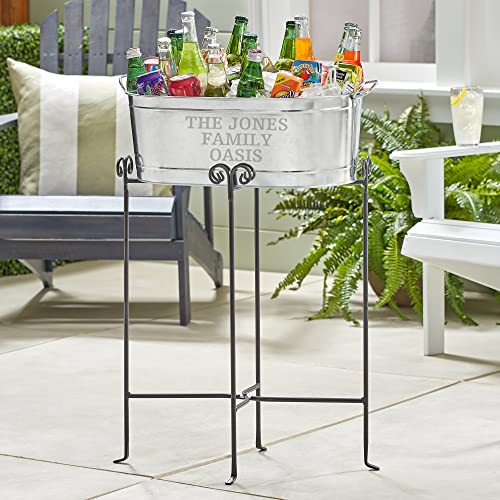 Let's Make Memories Personalized Family Name Beverage Tub w/Stand - Custom Beverage Tub - Unique Entertaining Essential - 5.5 Gallons - color: Family Name, size: With Stand