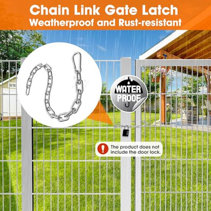 Gate Chain Lock, 23.6 Inch 304 Stainless Steel Chain Fence Gate Latch with Carabiner, Outdoor Hardware Lock Chain for Yards, Pet Cages, Horse Goat Dog Stall Barn and Fence Gates (Silver Dia 4mm-2Pcs) - color: Silver Dia 4mm-2Pcs