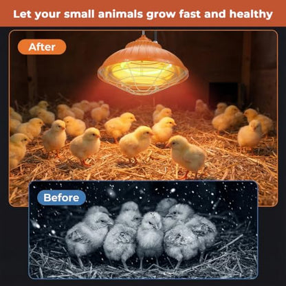 Chicken Heater Lamp, 175W/350W Dual-Mode Brooder Heater Bulb Chick Heater, Hanging Light Heated Adjustable Temp & Height for Chicks, Poultry & Ducklings