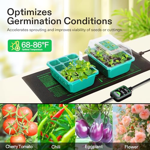 VIVOSUN 48"x20.75" Seedling Heat Mat with Built-in Temperature Controller, UL & MET-Certified Waterproof Plant Heating Pad for Germination, Hydroponics, Brewing, Breeding, and Greenhouses - size: 48"x20.75"