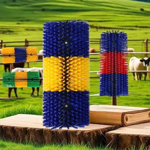2PCS Livestock Scratching Brush,Goat Scratching Brush Post with Cleaning Tool, Grooming and Massage Scratch Brushes for Cow Donkey Goats Horse Sheep, Animals Back Scratcher Itch Brushes - color: Blue 2