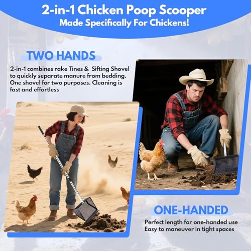 Ergonomic Rubber Grip Manure Scooper for Elderly Users Adjustable 35 65 Inch Stainless Handle for Back Chicken Coops Rakes Scooper with Long Handle - color: C