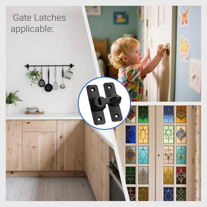 Upgraded Barn Door Lock - 90/180 Degree Flip Door Latch, Protecting Safety Sliding Gate Latches for Barn, Garden, Bathroom, Cabinet, Window, Sliding Door