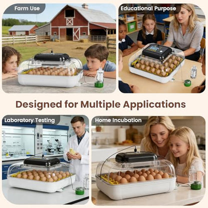 Egg Incubator for Hatching Eggs 30 Eggs, Chicken Incubator with Automatic Egg Turning, Temperature & Humidity Control, Egg Candler, Poultry Incubator for Chicken Quail