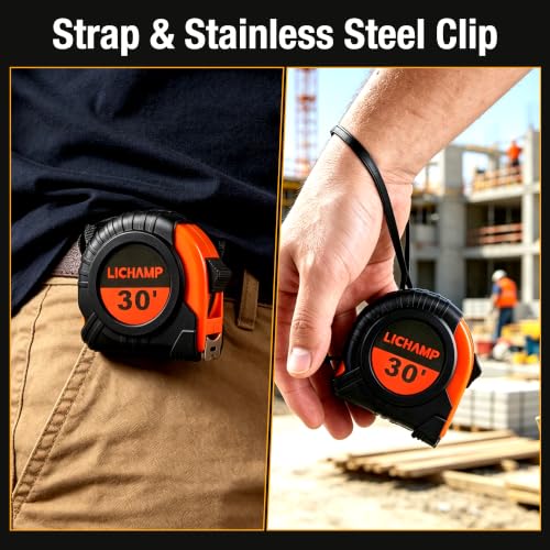 LICHAMP Tape Measure 30-Foot, 4 Pack Bulk Easy Read Measuring Tape Retractable Metric/Fractional, Measurement Tapes 29.5FT/9M by 1-Inch
