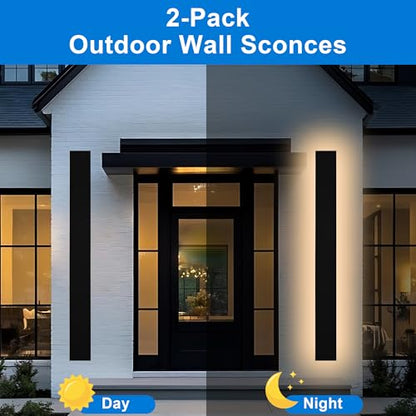 Modern Outdoor Wall Lights 60 Inch Black Linear Exterior Light Fixtures Wall Mount, Porch Lights Outdoor Wall Sconce, Long Wall Light Fixture Outside for Garage Patio, 3000K-6000K 5CCT - size: 60in
