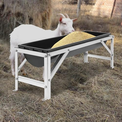 Large Capacity Livestock Feeder, 40in Long 9.25Gal Stainless Steel Feeder with Detachable PP Trough, Heavy-Duty Feed Trough with Stand, for Horse, Goat, Sheep, Cattle, Cow, Pig, Alpaca (Black) - color: Black