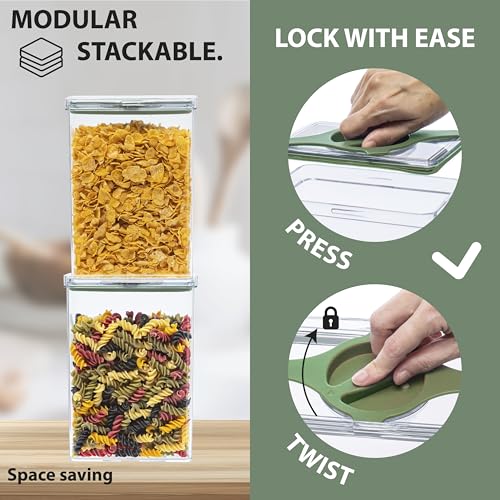 5-Pack SAN Airtight Pantry Storage Container Set, Leakproof Twist-Lock Lids, BPA-Free Stackable Canisters for Sugar, Flour, Pasta, Cereal & Snacks (0.8qt, 1.9qt ×2, 3qt, 4qt) - color: Sand