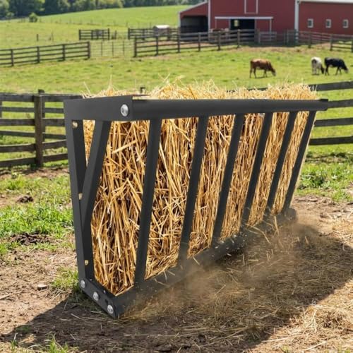 Heavy Duty Carbon Steel Wall Mount Hay Feeder Rack, Large Capacity Rust Resistant Hay Holder, Easy to Install for Horses Goats Cattle Sheep Rabbits Livestock, Indoor Outdoor Farm Garden Use - size: 27 inch