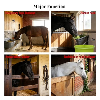 4 Pack Quick-Release Bucket Hooks, Heavy Duty Steel Bucket Holder Set for Horse Stalls, Barns & Livestock Feeding — Durable Wall-Mount Stable Accessories