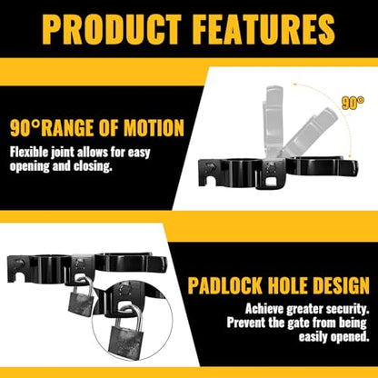 VIVIDA 1-3/8" x 2-3/8" Chain Link Gate Hinge Latch Kit, Include Female & Male Hinges, 1-3/8" x 2-3/8" Gate Fork Latch(1 PCS), Black Powder Coated, Black Chain Link Fence Parts - size: 1-3/8" × 2-3/8" (BLACK)