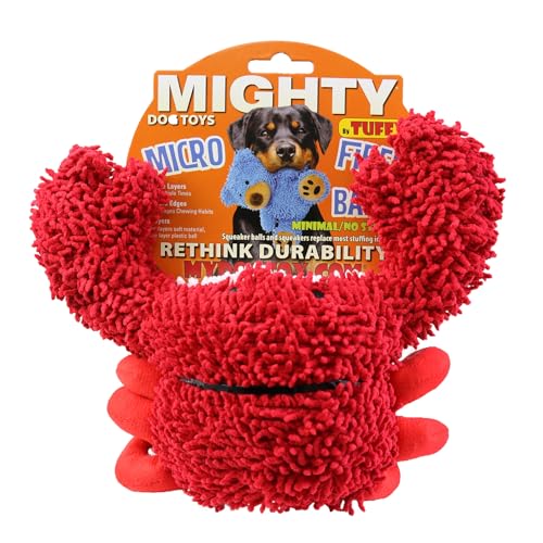 MIGHTY® 2 Pack Microfiber Medium Crab Dog Toys | Ultra Durable Plush Toy with Multiple Layers & Reinforced Seams , Washable and Floats , Mighty® Construction - color: 2PK Red Crab