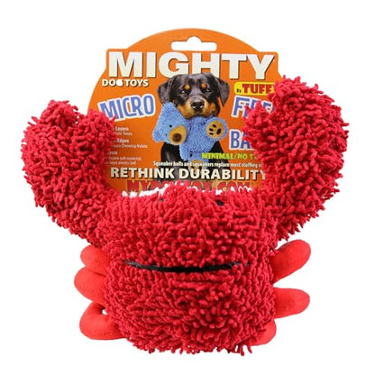 MIGHTY® 2 Pack Microfiber Medium Crab Dog Toys | Ultra Durable Plush Toy with Multiple Layers & Reinforced Seams , Washable and Floats , Mighty® Construction - color: 2PK Red Crab