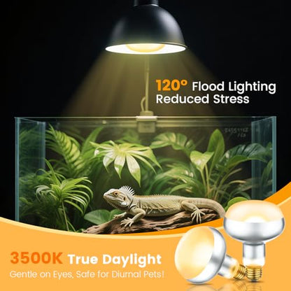 REPTITRIP Dual Reptile Light Fixture with 100W Daytime Heat & UVB 10.0 Reptile Bulb, 2 Independent Switches, Reptile UVA UVB Heat Combo Pack - size: ST3