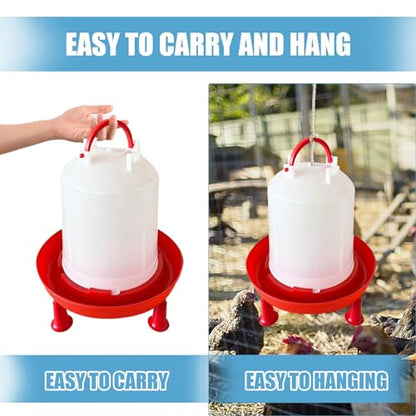All in One Heated Chicken Waterer Heated Poultry Fountain with Leg Support Constant Temperature Heated Poultry Waterer for Winter Chicken Coop Accessories (3L)