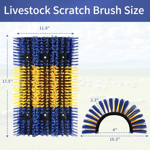 Livestock Scratching Brush, Upgraded Large Cattle Scratcher with 6 Screws, Horse Brushes for Grooming, Relieve Itching on the Back of Livestock, Cattle Supplies for Horse, Goat, Cow, Pig (XL Brush) - size: 1-PACK