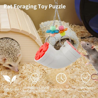 Hedgehog Toys for Hedgehogs to Play with, Foraging Toys for Hedgehogs, Hanging Slow Feeder Enrichment Toy Puzzle Supplies Cage Accessories for Rat, Hamster, Rabbit, Parakeets