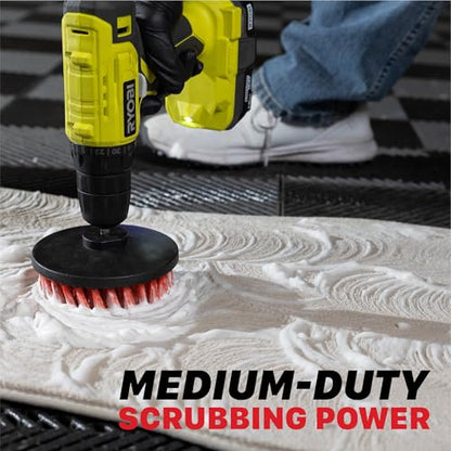 Maxshine 2", 4", & 5" M8 Medium-Duty Upholstery Carpet Brush with Drill Attachment Set – Power Scrubber Attachment for Car Detailing – Removes Grime, Stains & Spots from Fabric, Seats & Carpets - size: Medium-Duty Set