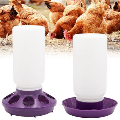 Chick Feeder and Waterer Set, Chick Starter Set 2 in 1, Chicken Waterer and Feeder, 1L Poultry Watering and Feeding Station, Quail Feeders and Waterers for Home Use - color: Purple