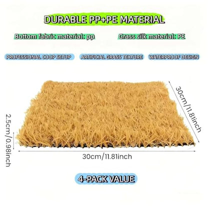 12x12 Inch Chicken Nesting Box Pads, 4 Pack - Waterproof Washable Hen Nesting Pads, Reusable Nest Box Liners with Drain Holes