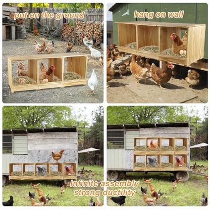 Nesting Boxes for Chickens 3 Compartments Chicken Nesting Boxes Wall Mount Nest Box for Chicken Coop Versatile Use Wood Nesting Boxes for Hens Easy to Assemble for Chickens, Hens, Ducks