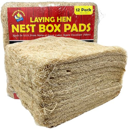Laying Hen Nest Box Pads Made in USA from Sustainable Aspen Exceslior - 13x13 Nesting Box Liners (12 Pack) - size: 12 Pack