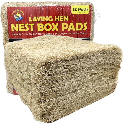 Laying Hen Nest Box Pads Made in USA from Sustainable Aspen Exceslior - 13x13 Nesting Box Liners (12 Pack) - size: 12 Pack