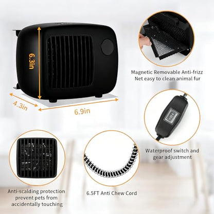 Dog House Heater with Thermostat,Wall-Mounted Dog Heater with 6.5FT Bite Proof Wire,Heaters for Dogs House with Safe Overheat Protection(2 Heating Mode200W/400W)-Black - color: Black