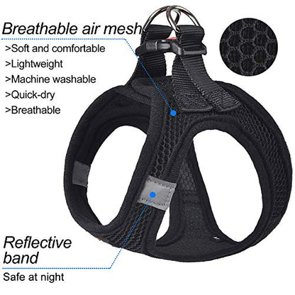 Dog Harness Step-in Breathable Puppy Cat Dog Vest Harnesses for Small Medium Dogs - color: Black, size: Large (Chest 17''-20'', Weight 14-19 lb)