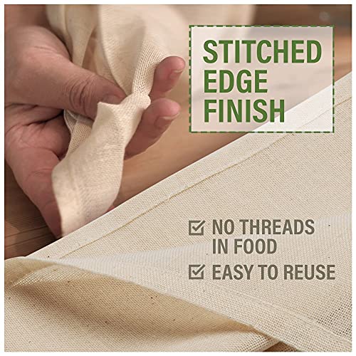 Organic Unbleached Cotton Cheesecloth – GOTS Certified Reusable Hemmed Muslin Straining Cloth for Cooking & Kitchen, 2 Squares, 23" x 23" (58 x 58 cm) - size: 3.7 sq ft (2 pcs)