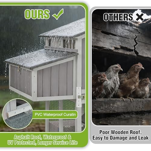 Large Chicken Coop - Unique Folding Design for Easy to Set Up - Chicken House for Outdoor with Two Nesting Box, Leakproof Pull-on Tray, and UV-Resistant Roof Panel