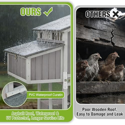 Large Chicken Coop - Unique Folding Design for Easy to Set Up - Chicken House for Outdoor with Two Nesting Box, Leakproof Pull-on Tray, and UV-Resistant Roof Panel
