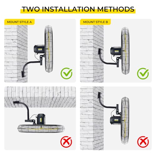 FUGOO 20'' Outdoor Quiet Remote Control Oscillating Wall Mount Fan,All Sealed BLDC Motor,4 Speed Waterproof Outdoor Fan With Remote, Heavy Duty Industrial Wall Fans for House,Patios,Garage,Warehouse - size: 20-inch+R