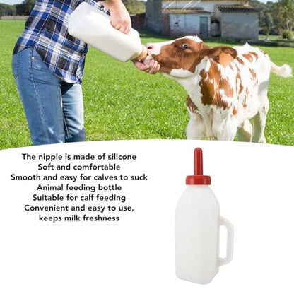 Calf Feeding Bottle Thicken Leakproof Silicone Nipple Nursing Supplies with Handle 2L Farm Pasture (Upright Milk Pot) - size: Upright Milk Pot