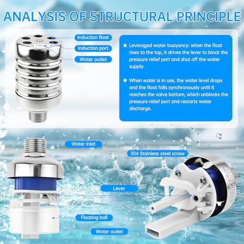 Float Valve, Automatic Water Level Control 1/2 inch to 3/4 inch 304 Stainless Steel Water Float Valve for Water Tank, Livestock Trough - style: Style 5