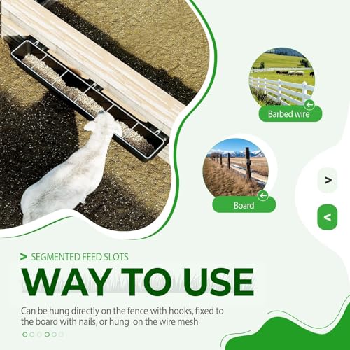 37.63In Goat Feeder, 2.5 Gallon Livestock Feeding Rack, Divided and Hanging Design for Sheep Farming, Livestock Water Trough, 1PC
