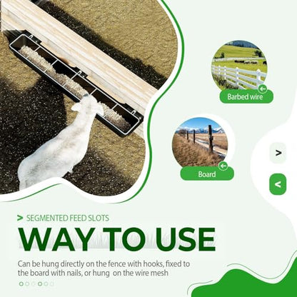 37.63In Goat Feeder, 2.5 Gallon Livestock Feeding Rack, Divided and Hanging Design for Sheep Farming, Livestock Water Trough, 1PC