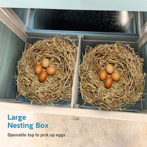 122" Large Chicken Coop for 3–6 Chickens, Outdoor Poultry Cage with Nesting Box, Ramp & Enclosed Run, Weatherproof Wood Hen House with Asphalt Roof, Pull-Out Tray & Predator-Proof Wire - color: Blue